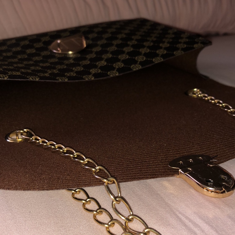Small Brown & Tan Crossbody Bag Detachable Chain Strap 7” X 5” X 1” NWOT - Picture 6 of 7